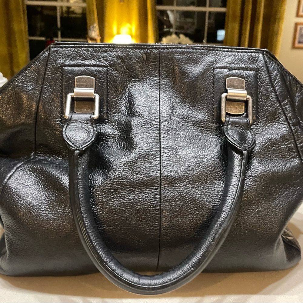 Elliott Lucca Black Leather Woven Satchel – Braided Panels - Picture 5 of 7